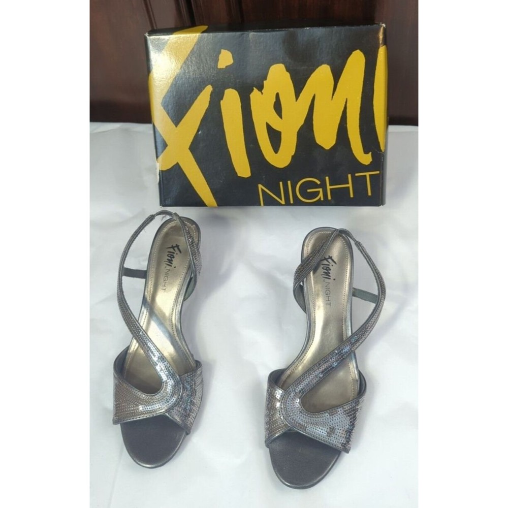 Fioni Night Heels Monroe Pewter Women's Size 6 Dress Formal Sequins Wedding Prom